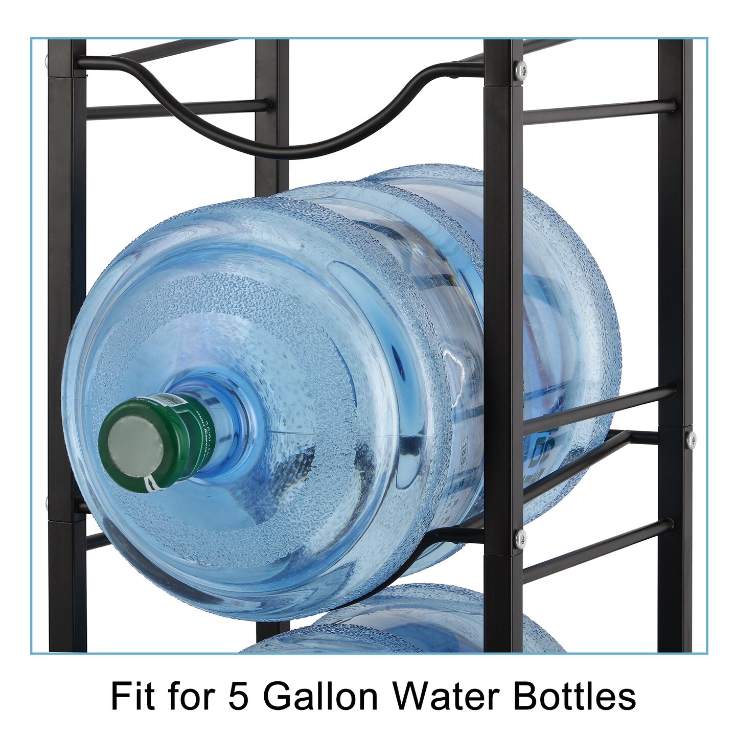 4-Tier Water Jug Rack, 5 Gallon Detachable Water Bottle Holder for Kitchen, Office, Home, Black
