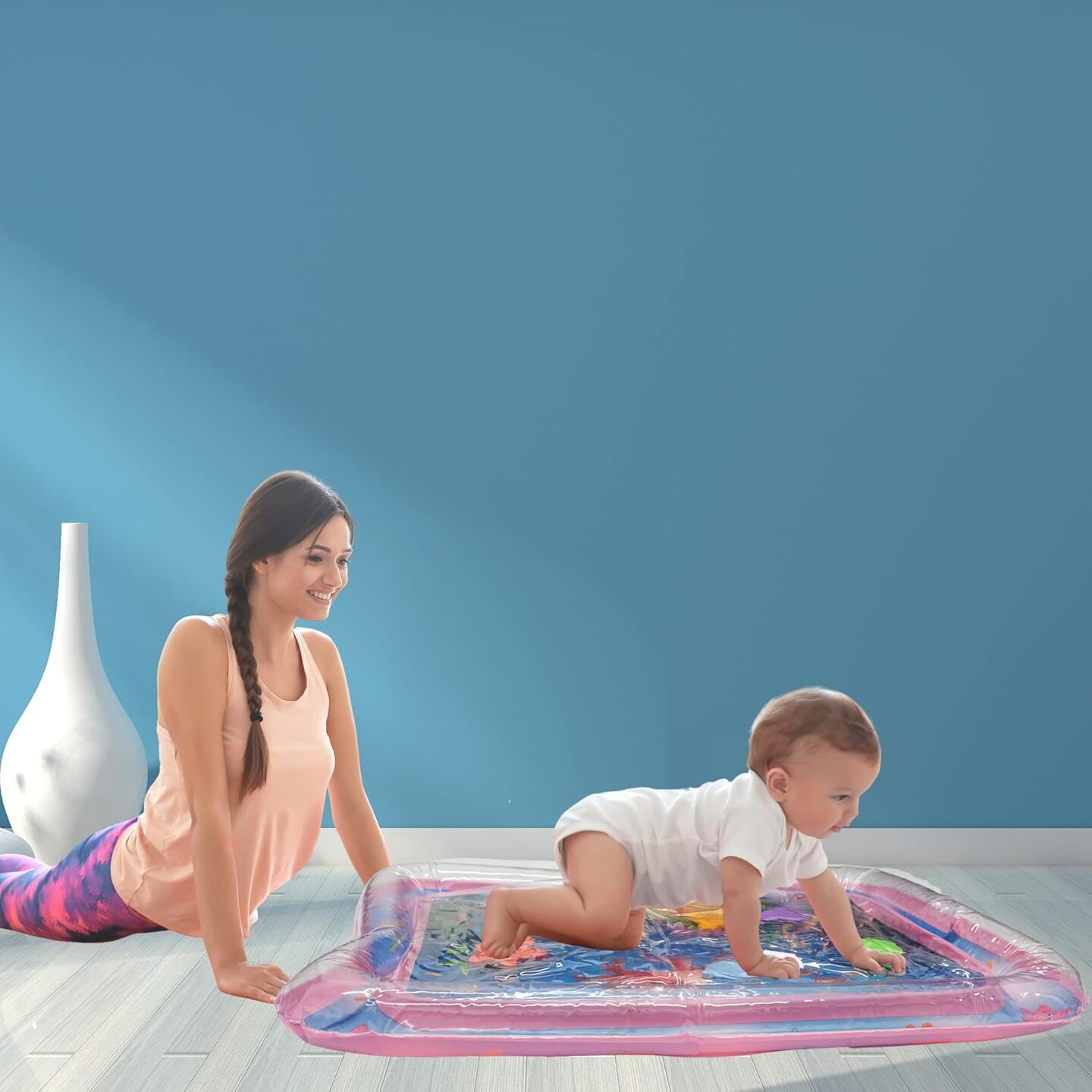 4E&#x27;s Novelty Water Mat for Babies - Inflatable Tummy Time Water Mat for Sensory Development, Baby Play Mat