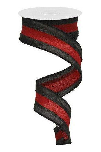 1.5&#x22; Satin Team Stripe Ribbon: Black &#x26; Garnet (10 Yards)