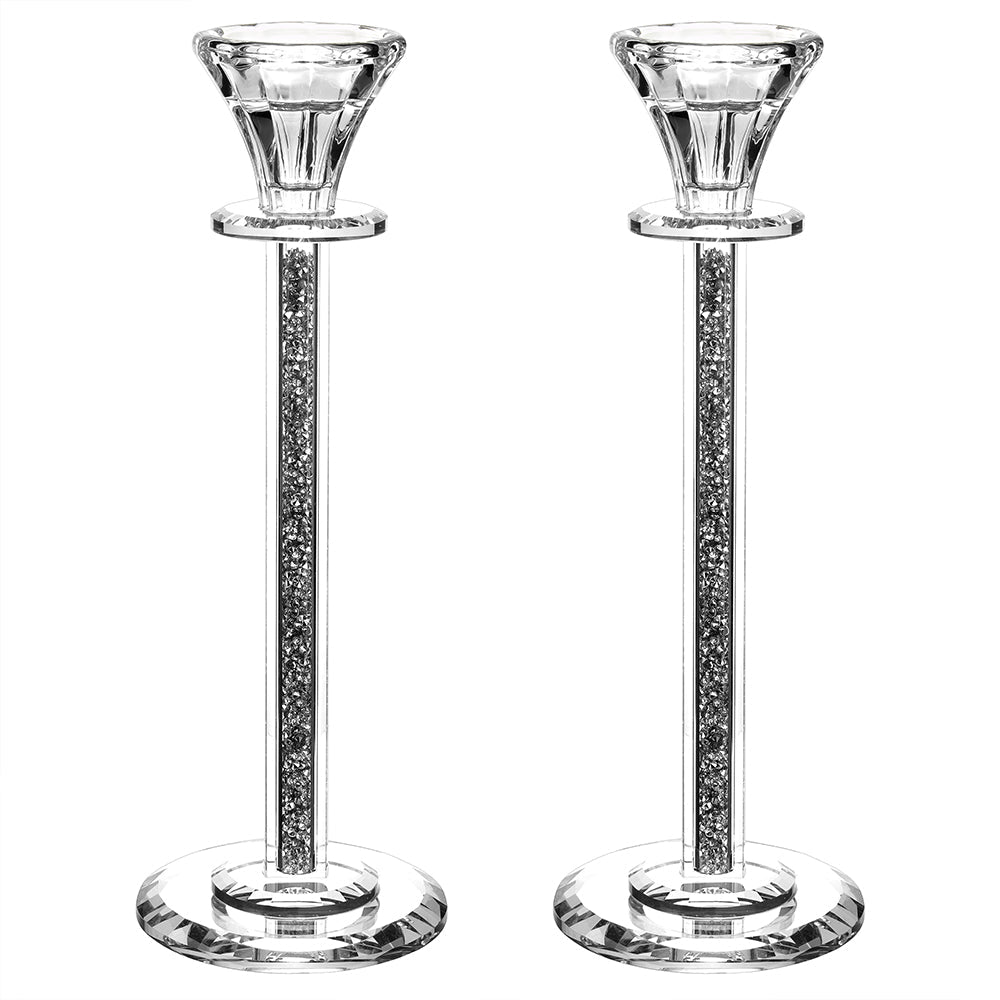 Crystal Candlesticks with Mirrored Base