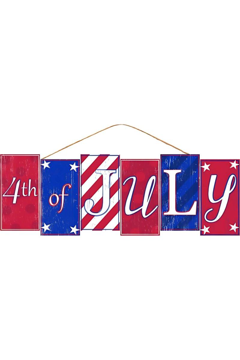 14&#x22; Wooden Block Sign: Happy 4th of July