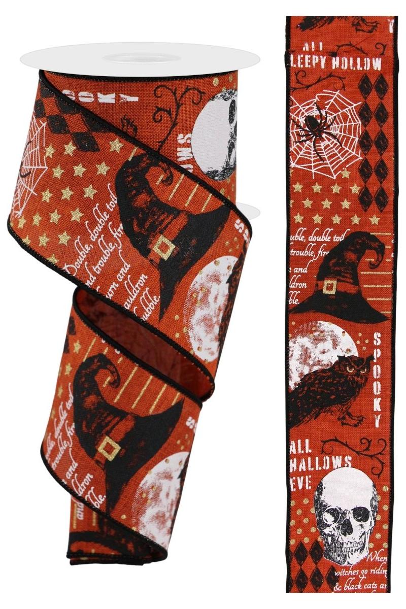 2.5&#x22; Vintage Halloween Ribbon: Orange (10 Yards)