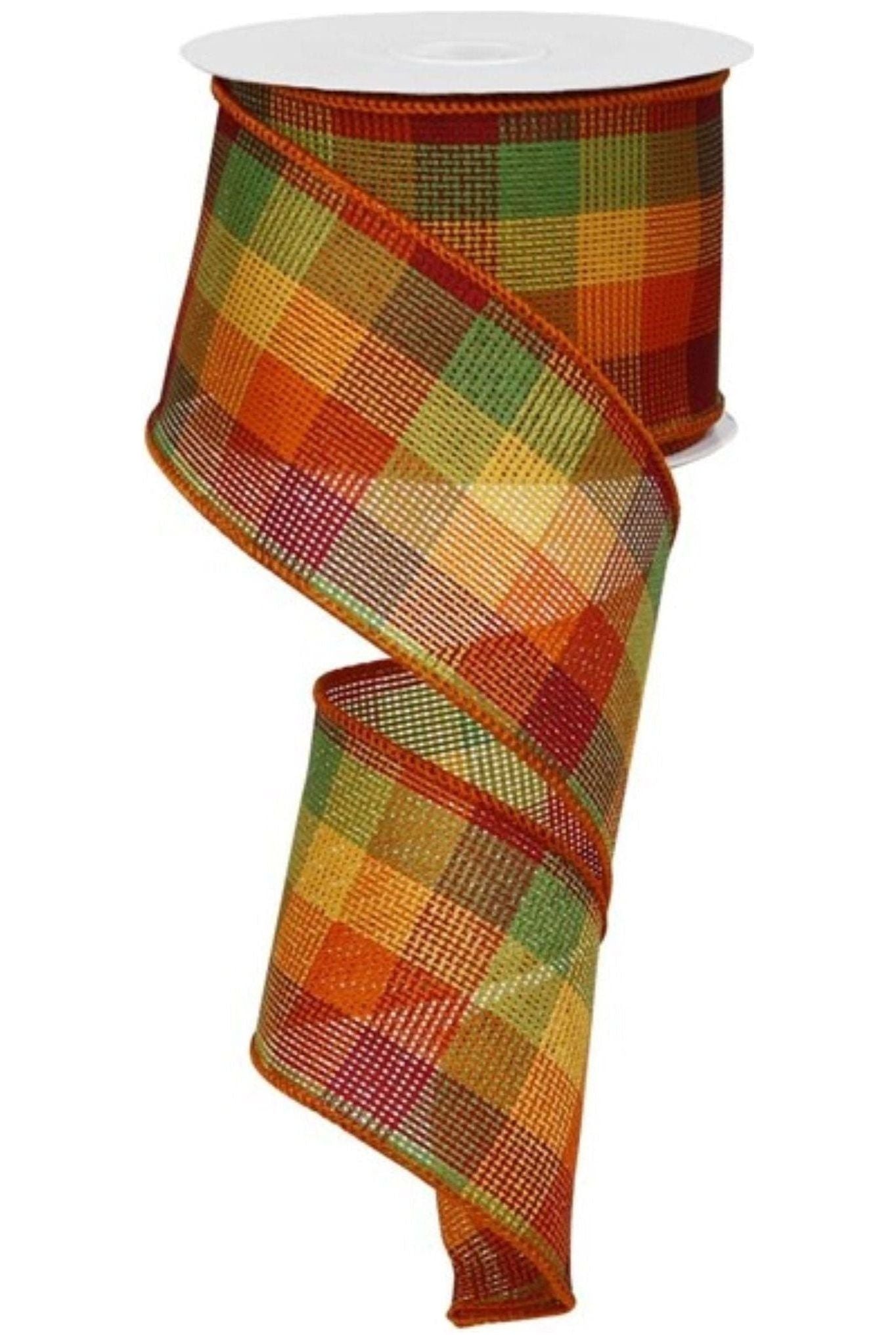 2.5&#x22; Woven Check Ribbon: Fall (10 Yards)