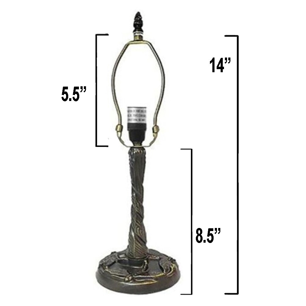 Twisted Dragonfly Metal Lamp Base, Dark Bronze Finish With Gold Highlights, Nicely Weighted, 14" Tall