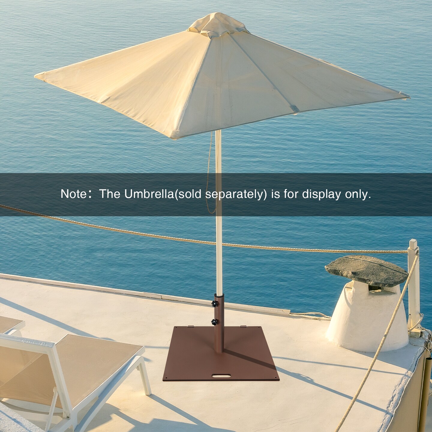 Brown Steel Patio Umbrella Base with Wheels and Adjustable Pole Holder