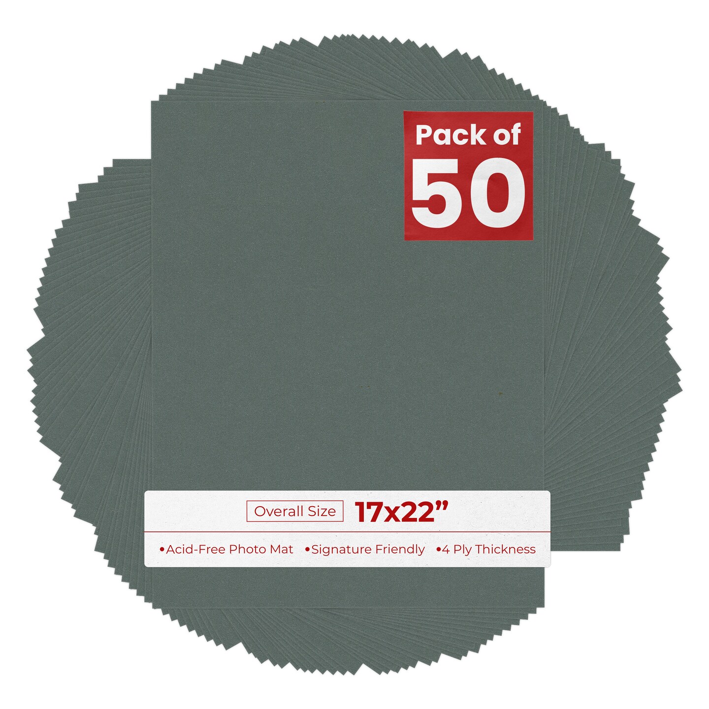 Granite Gray 17x22 Uncut Mat Board - Blank Sheets, No Opening