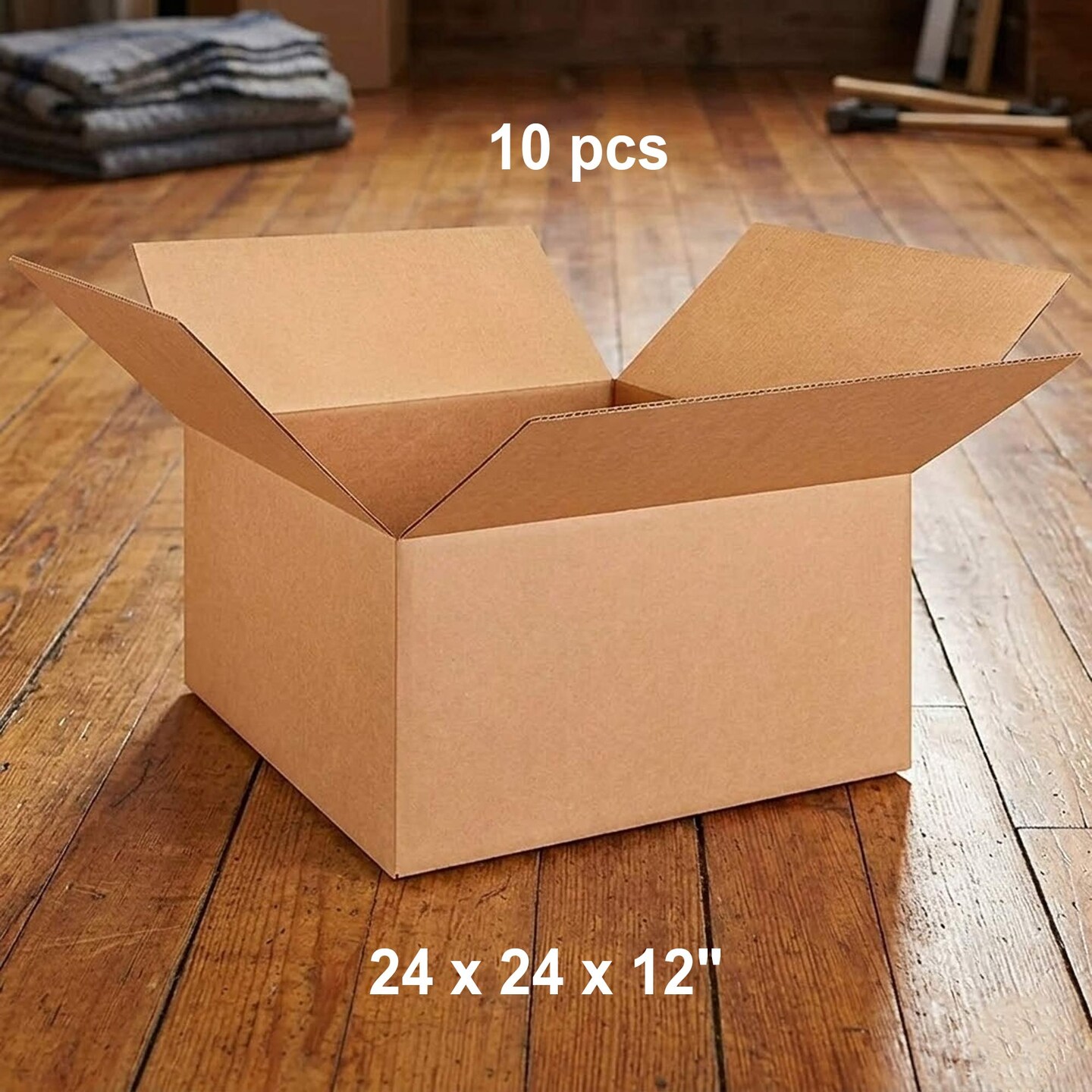 10 pcs Large Corrugated Shipping Boxes 24 x 24 x 12 Inch for Packing Stereo and Speakers