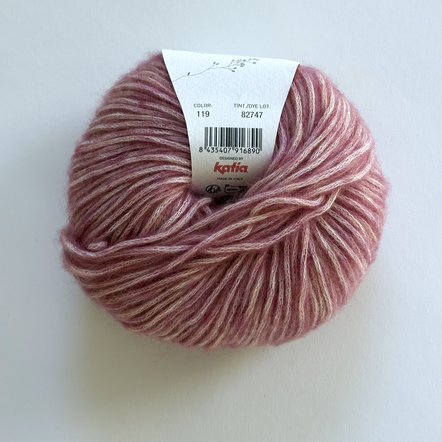 Rose pink Concept by Katia cotton merino yarn - color 119 Mauve - 115 yards each