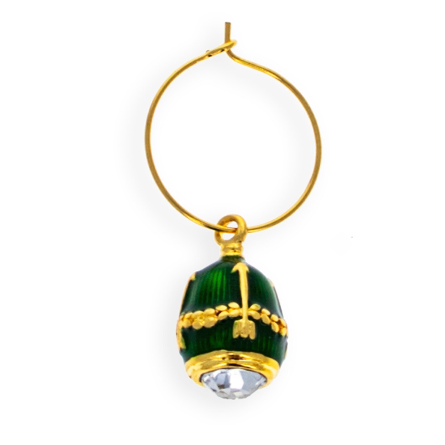 Green Guilloche Royal Egg Wine Glass Charm