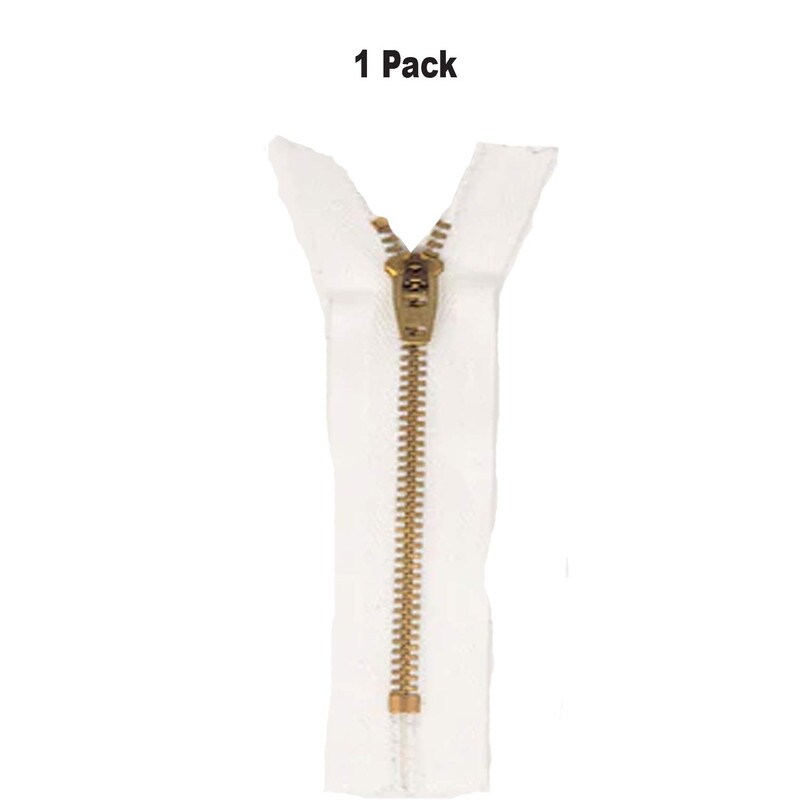 White Brass Jean Zipper 4.5MM Closed Bottom 4 to 9 Inch