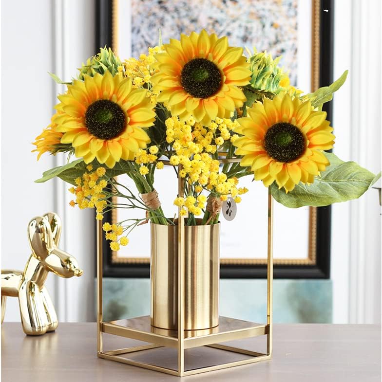 Summer Sunflowers &#x2013; 8pcs Large Faux Silk Flowers with Single Long Stems for Floral Arrangements, Centerpieces &#x26; Home Decor
