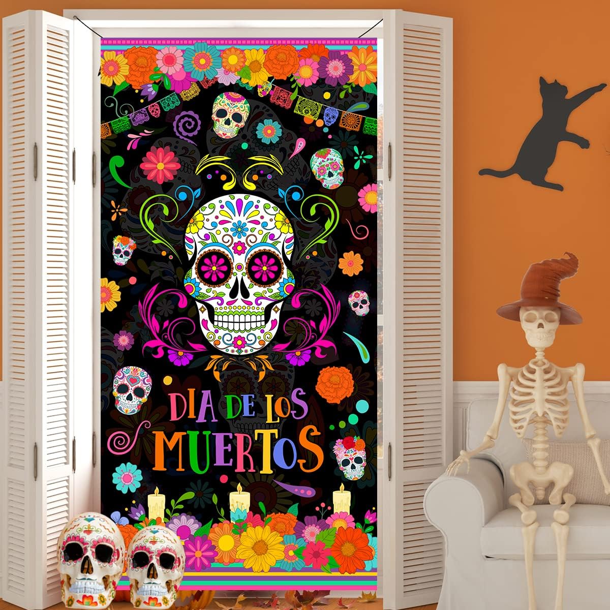 Day of the Dead Door Cover Decorations Dia de los Muertos Porch Sign ...