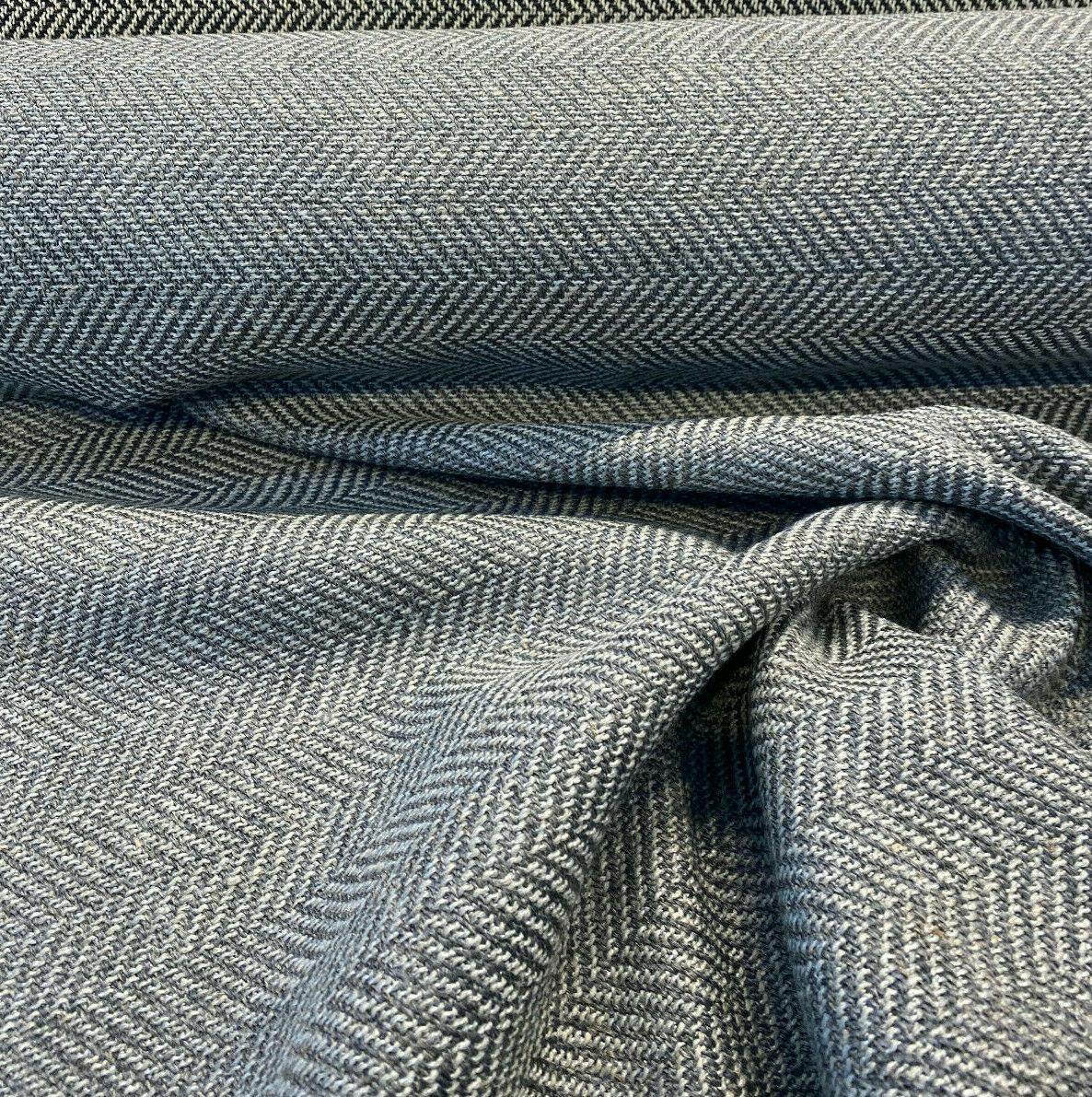 1 Yard Upholstery Chenille Fabric Gray Herringbone Durable 68% Polyester 21% Acrylic 11% Linen 56 Inch Width