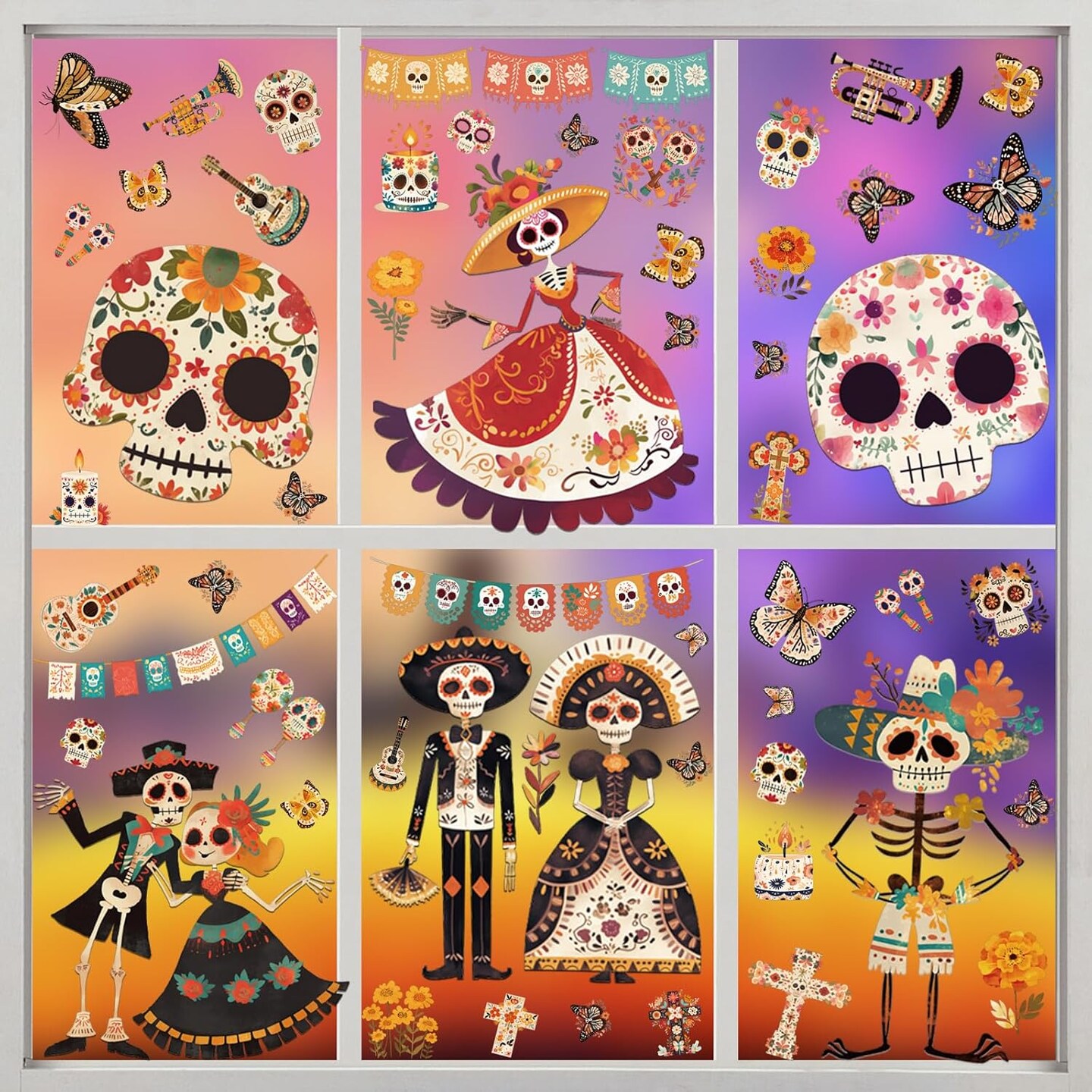 Day of The Dead Window Clings(Day of the Dead)11.81 x 7.87 x 0.24 inches