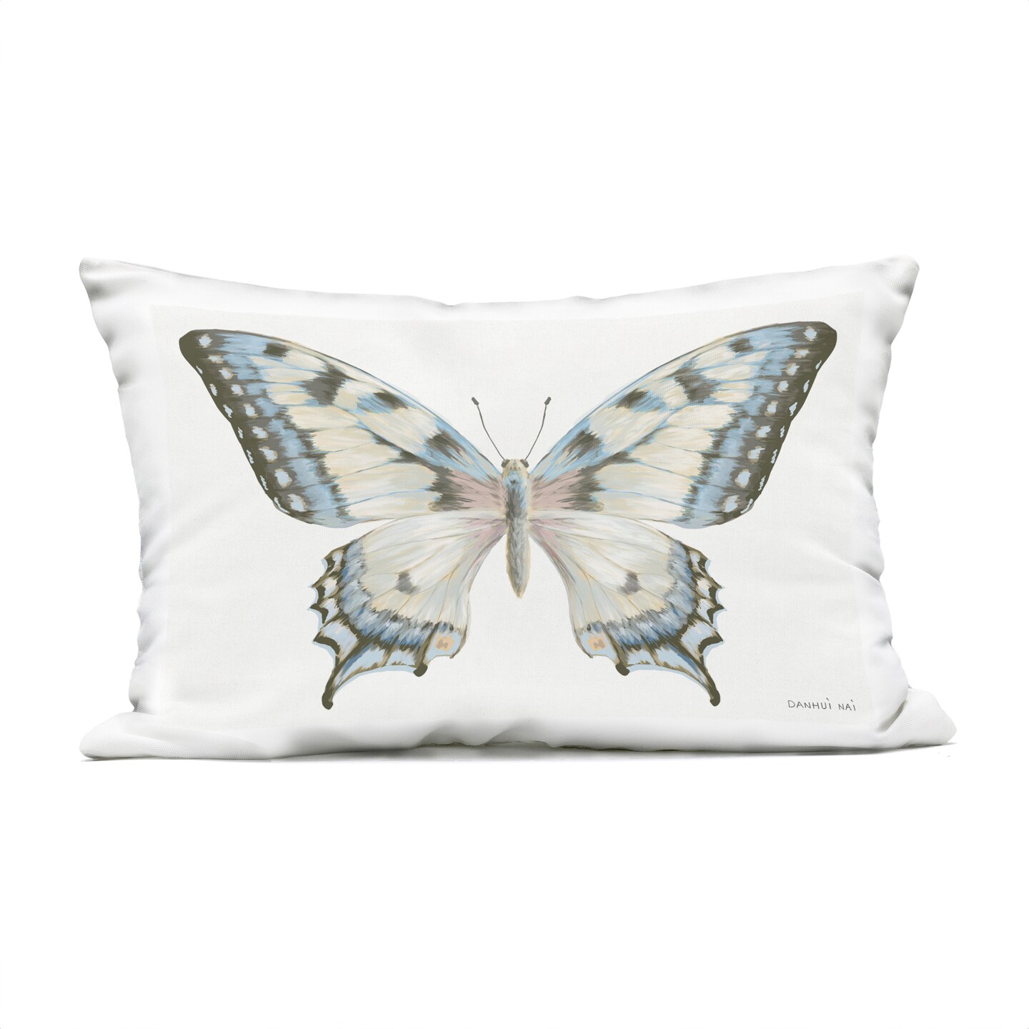 Stupell Industries Blue Brown Accent Butterfly Outdoor Printed Pillow design by Danhui Nai, 14 x 7 x 20