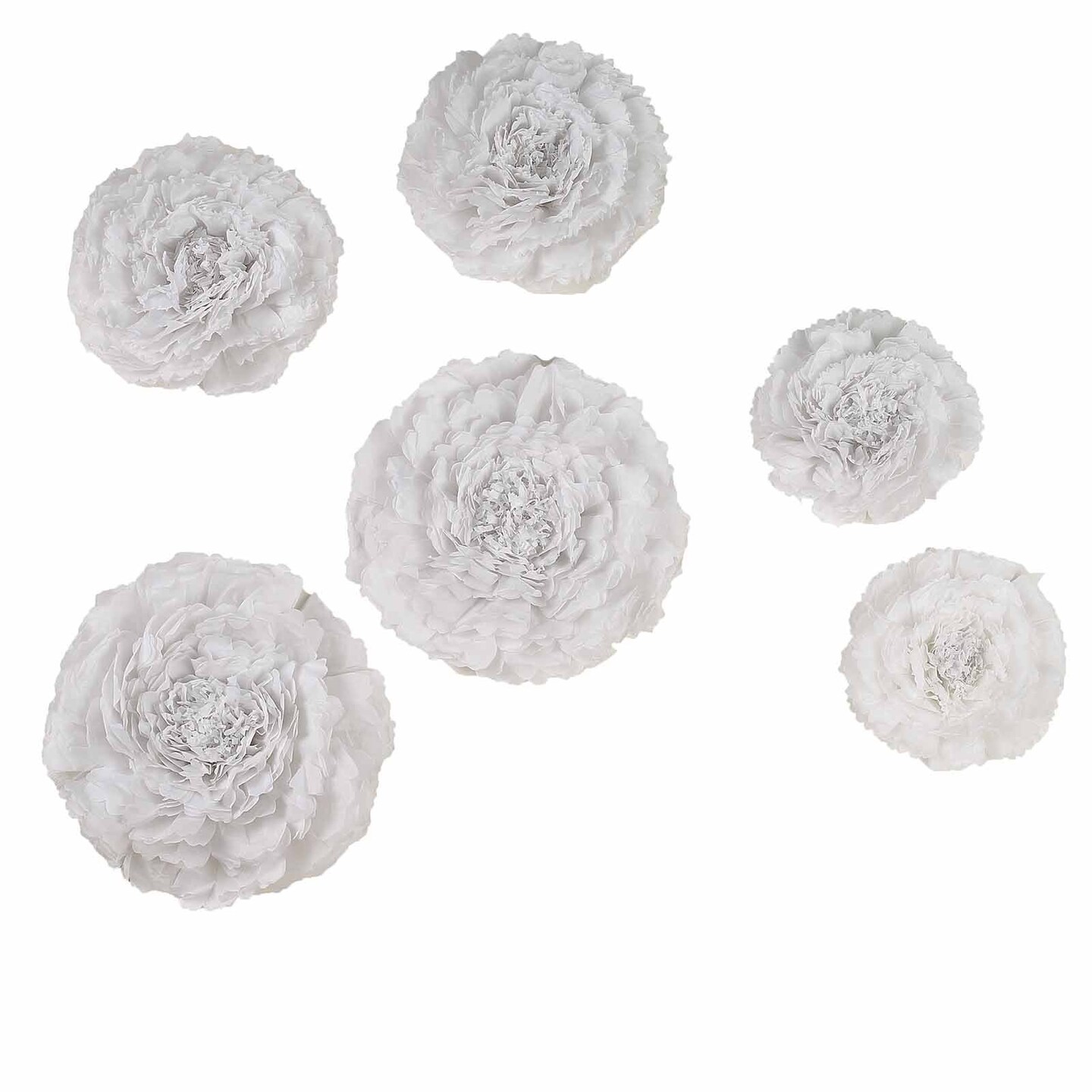 12PCS Carnation Paper Tissue Flowers Wall Backdrop Decorations – 7" 9" 11" Party Event Decor