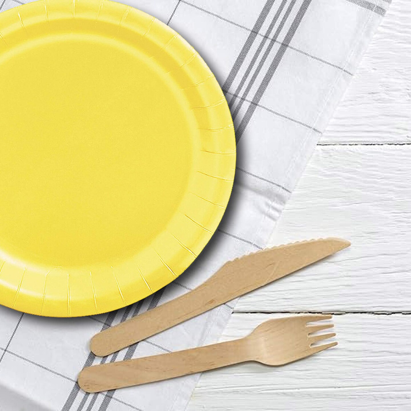 24 Count Yellow Paper Dessert Plates for Birthday Shower Party Decor 7 Inch