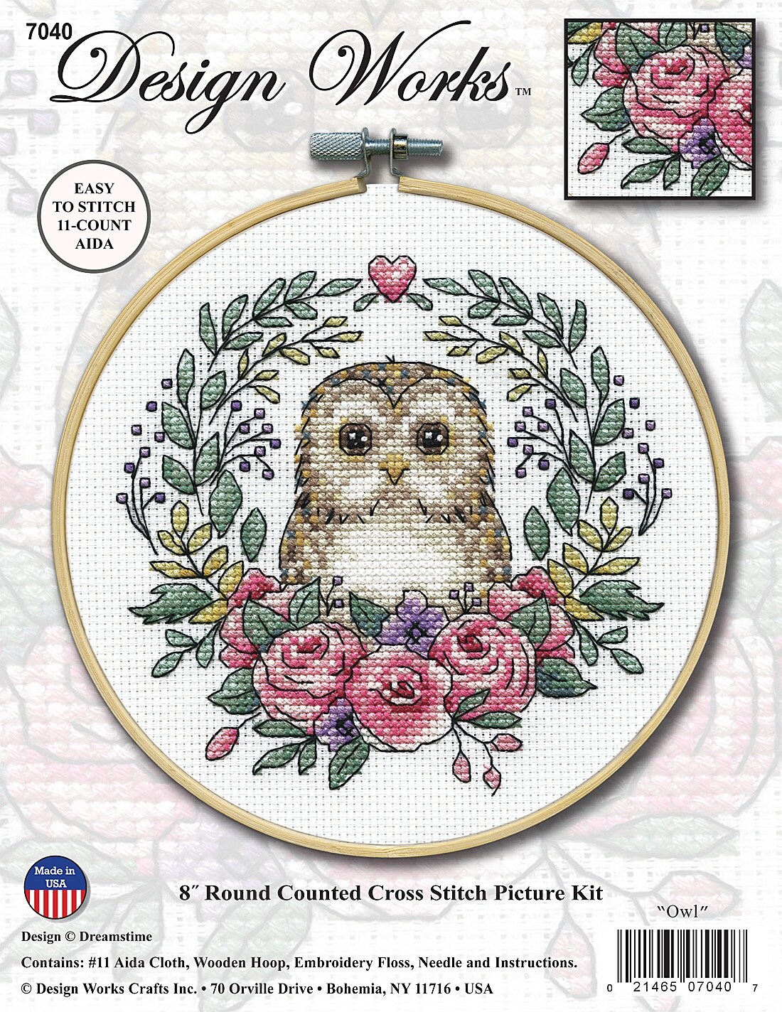 Design Works Counted Cross Stitch Kit 8&#x22; Round-Owl