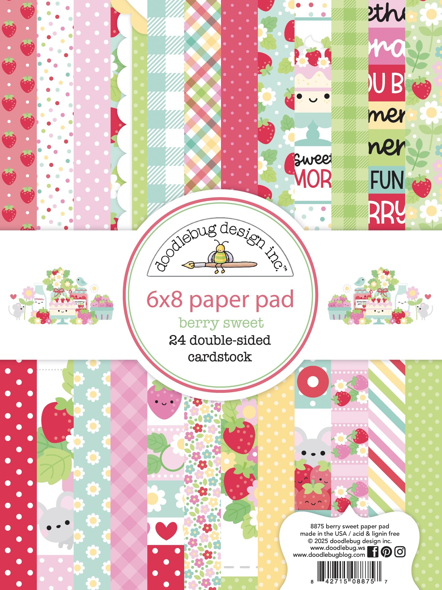 Doodlebug Double-Sided Paper Pad 6&#x22;X8&#x22;-Berry Sweet
