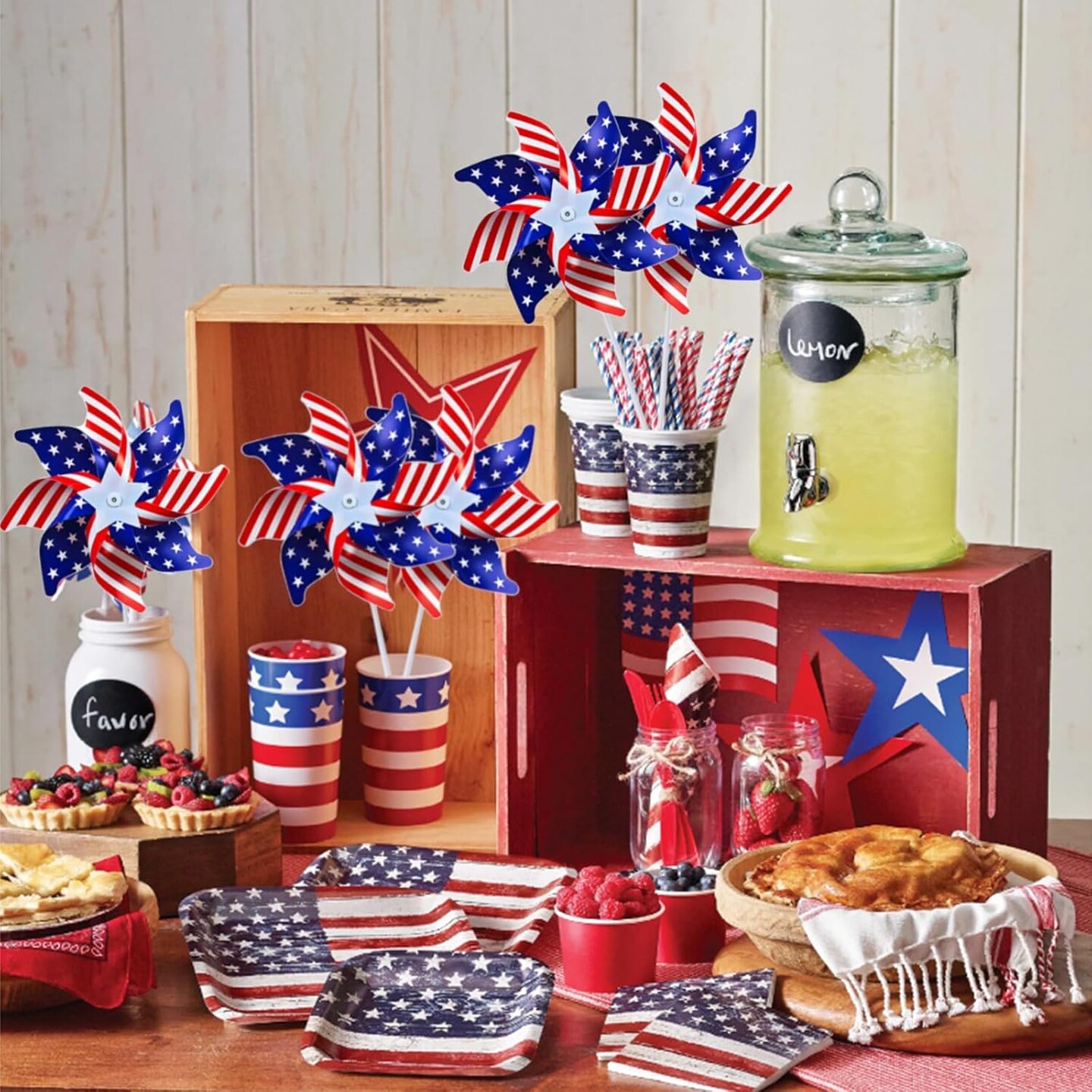 10 Pcs Patriotic Pinwheels Decorations