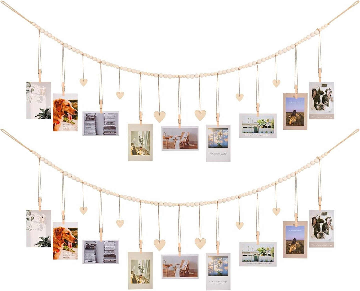 2 Pack Hanging Photo Display Room Wall Decor, Boho Collage Picture Frame