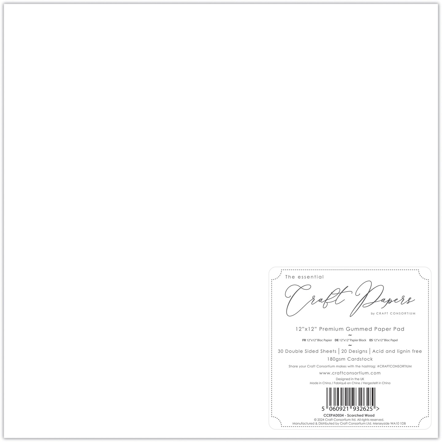 Craft Consortium Double-Sided Paper Pad 12"X12" 30/Pkg-Scorched Wood