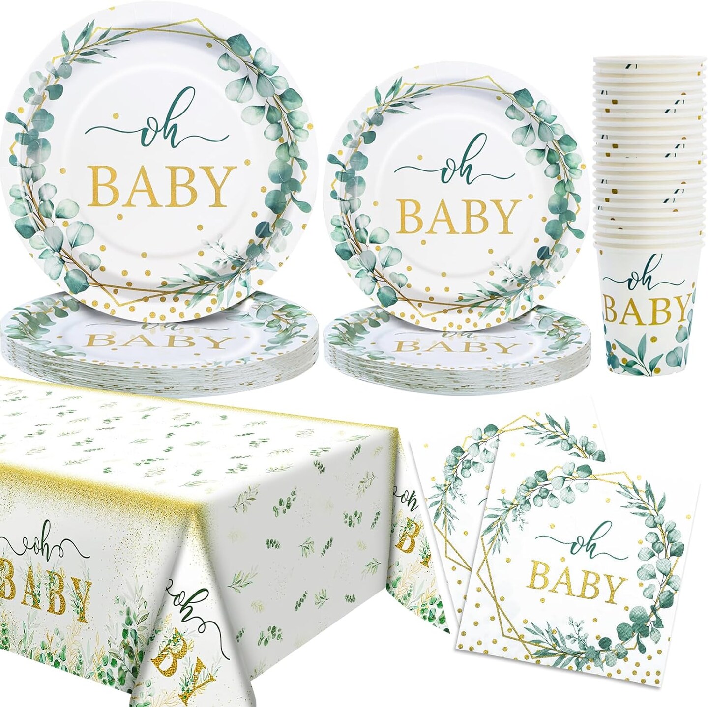 Baby Shower Sage Green Plates Plates Party City Oh Baby Sage Green