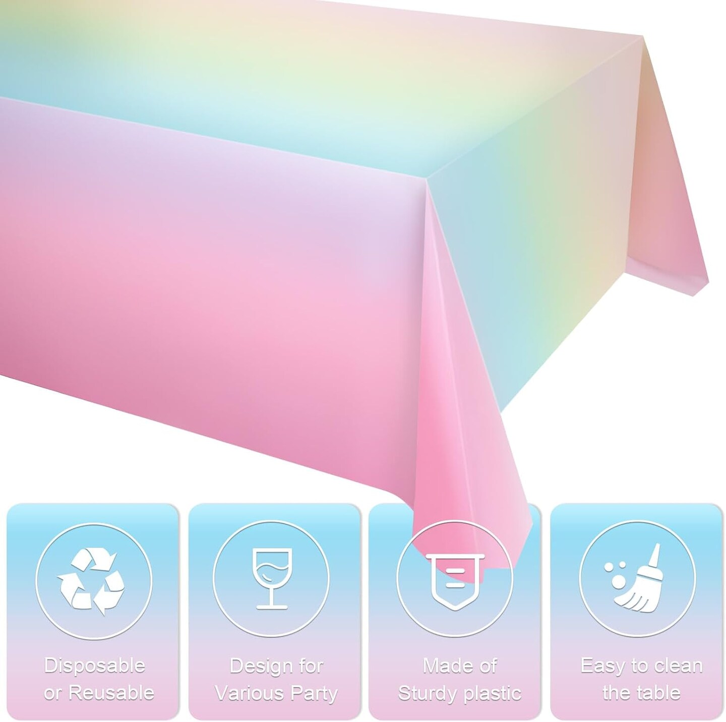6 Pack Rainbow Tablecloth Pastel Table Cloths