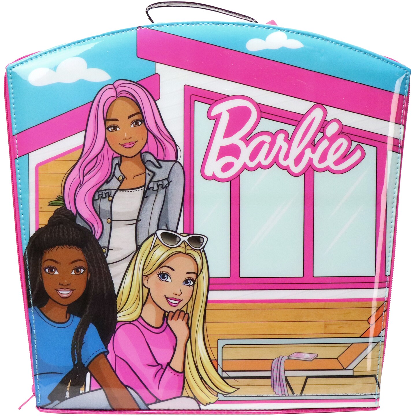 Tara Toy: Barbie Store N&#x27; Play - Doll Zipper Storage Case, Holds 8 Barbie Dolls, Opens to Reveal Barbie&#x27;s Room, Durable Vinyl, Toy Accessory, Kids 3+