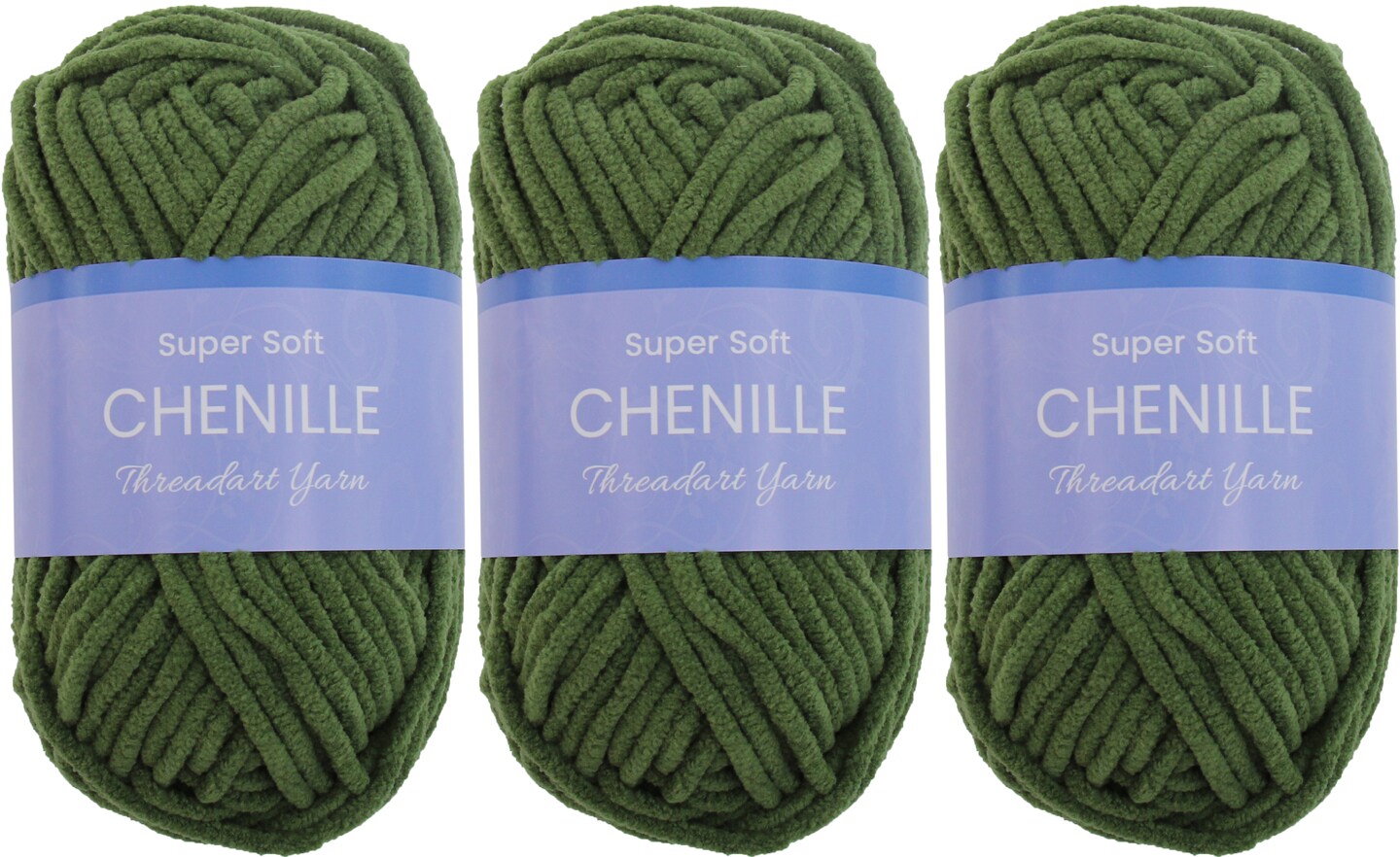 ThreadArt #5 Chenille Yarn for Crocheting, Knitting, Amigurumi, Super Soft Plush Velvet Yarn - 50 Gram 60 yds Fluffy Yarn Skeins