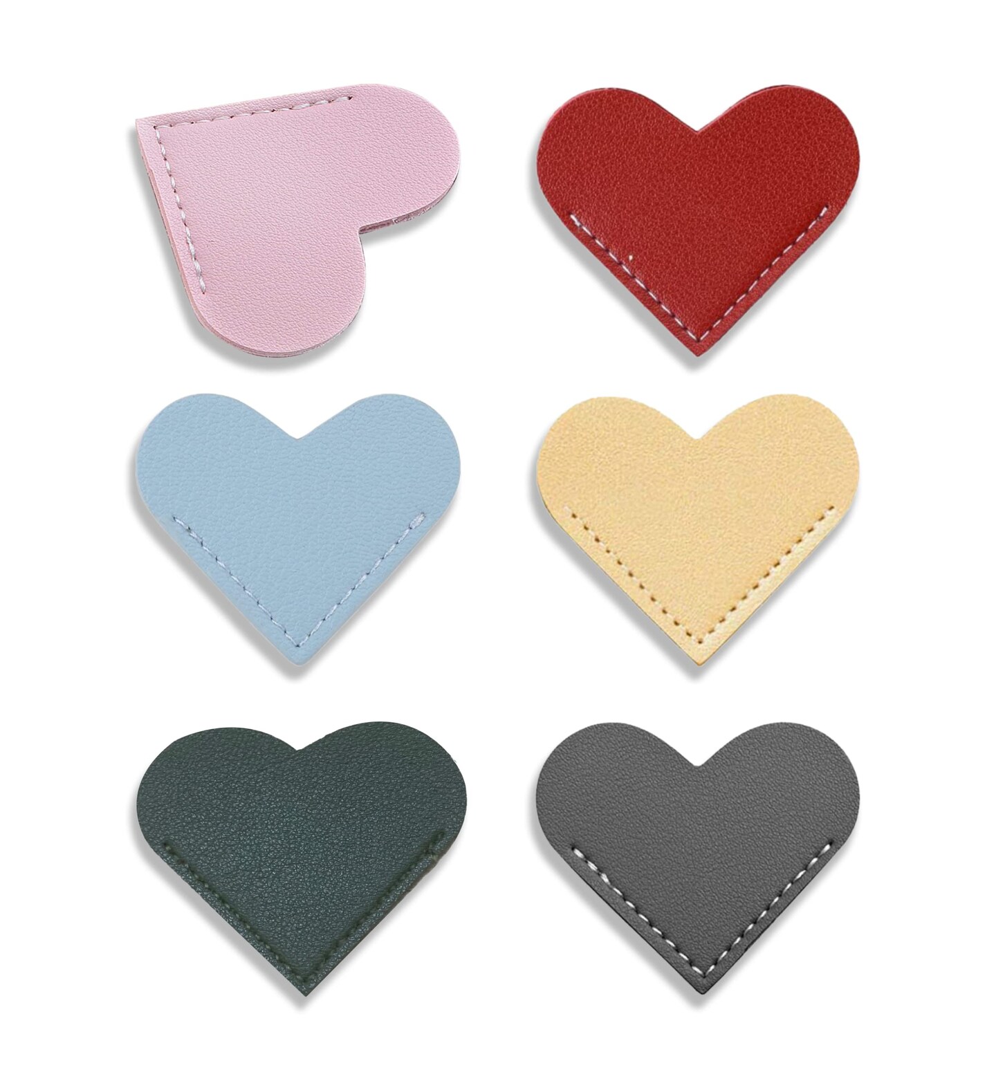 6pcs Leather Bookmarks for Women with Heart Shape, Cute Corner Bookmark, Book Accessories for Reading Lovers, Book Markers for Women