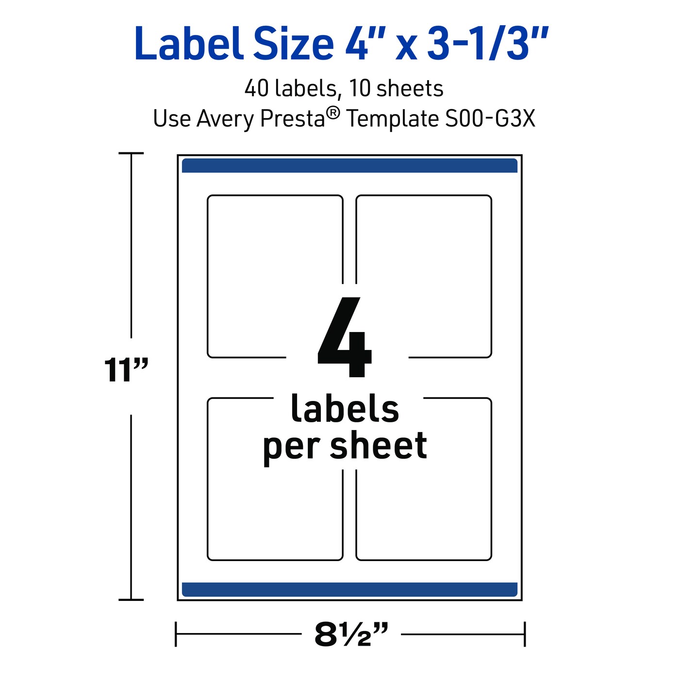 Avery Printable Rectangle Labels with Sure Feed Technology, 4" x 3-1/3", Pre-printed Arched Gold & Black Florals Design, Matte White, Laser & Inkjet Compatible, 40 Total