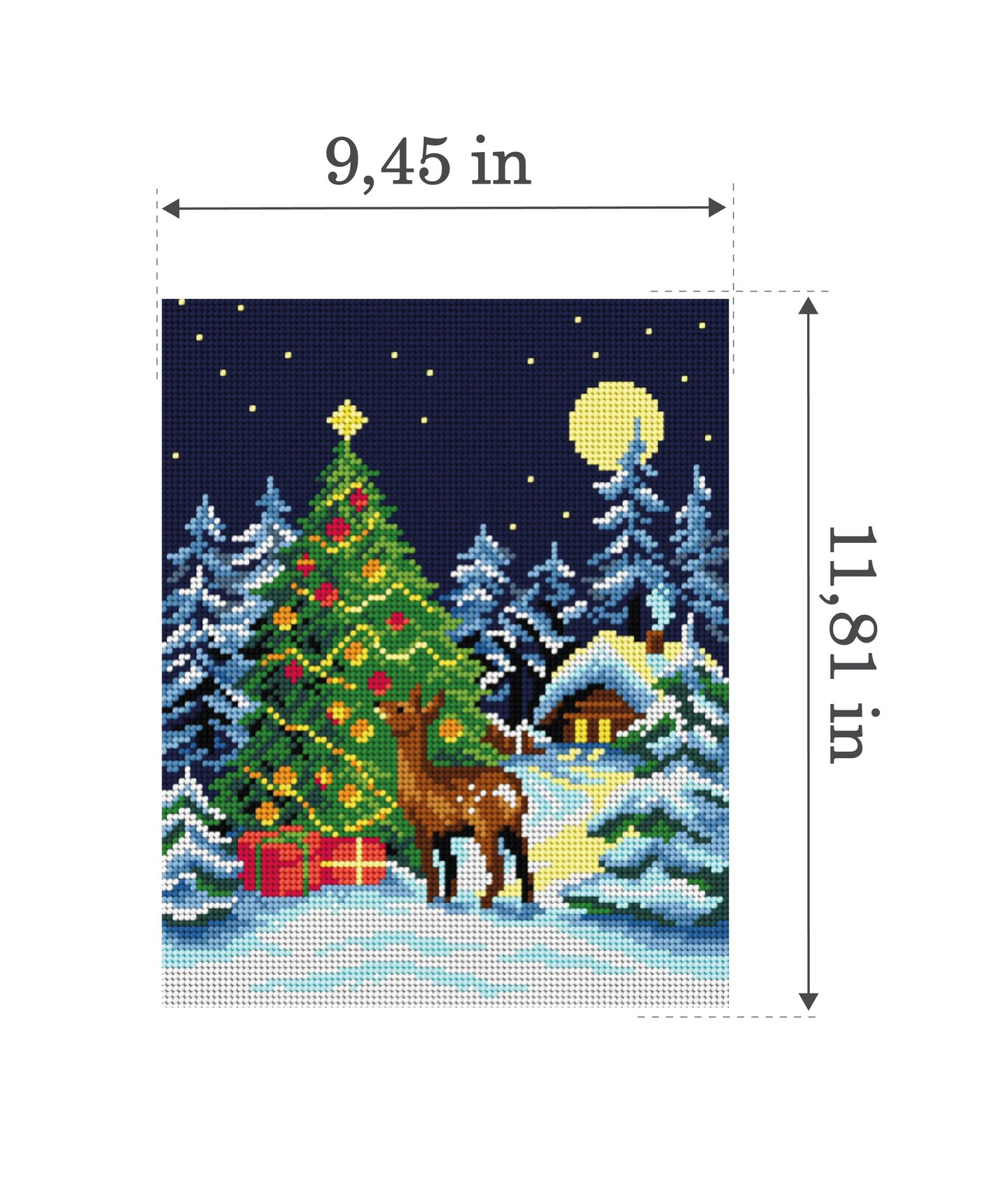Gobelin canvas for halfstitch without yarn Christmas Tree in The Forest 3502H
