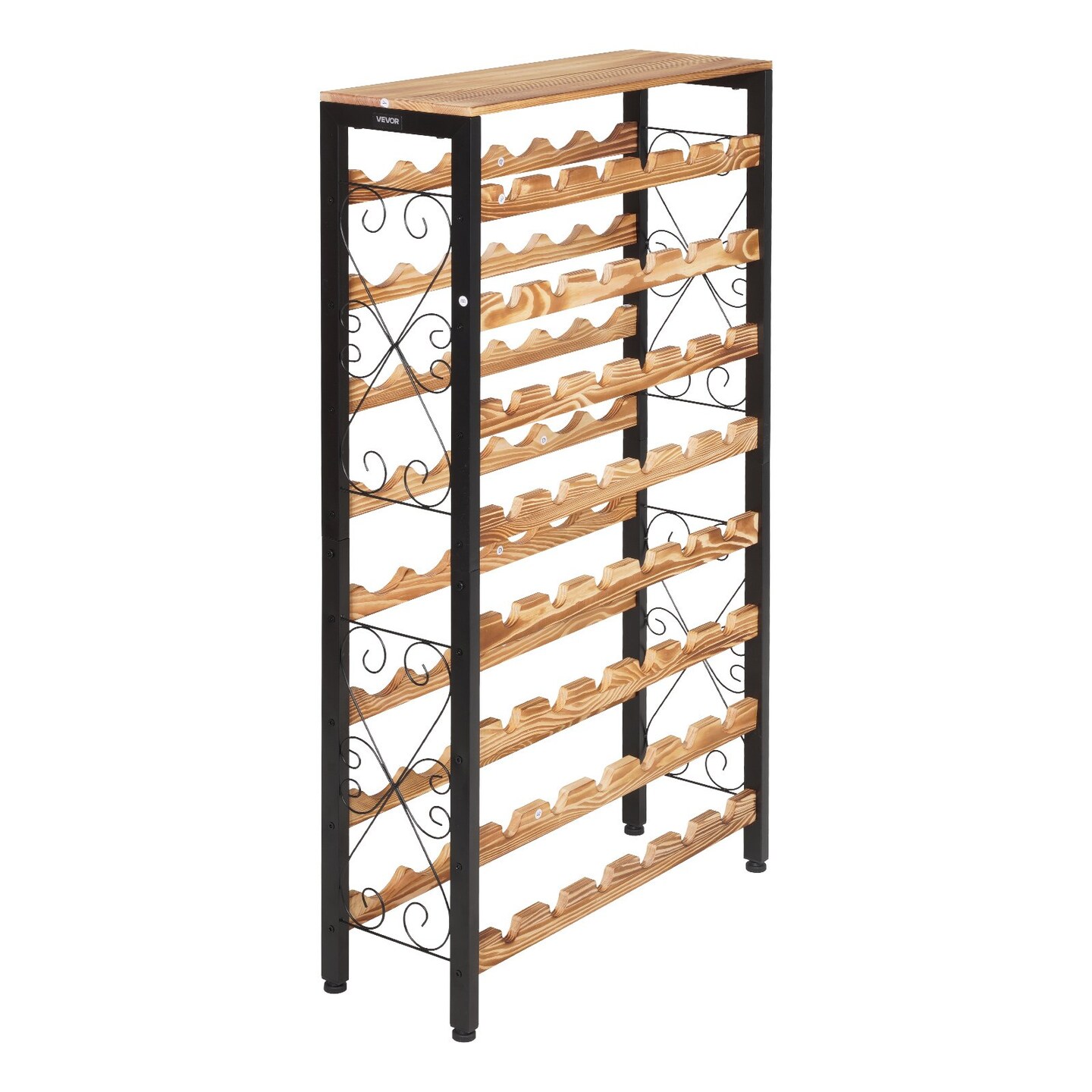 Freestanding 8-Tier Wine Bottle Holder with Wood Tabletop, 48 Bottle Capacity