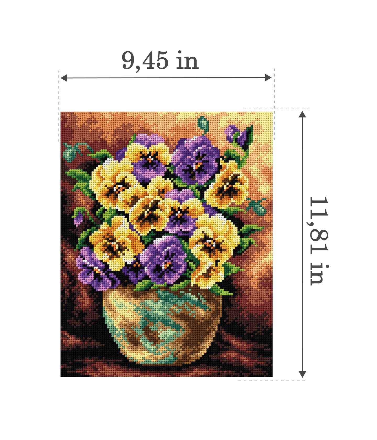 Gobelin canvas for halfstitch without yarn Bouquet of Pansies 2403H