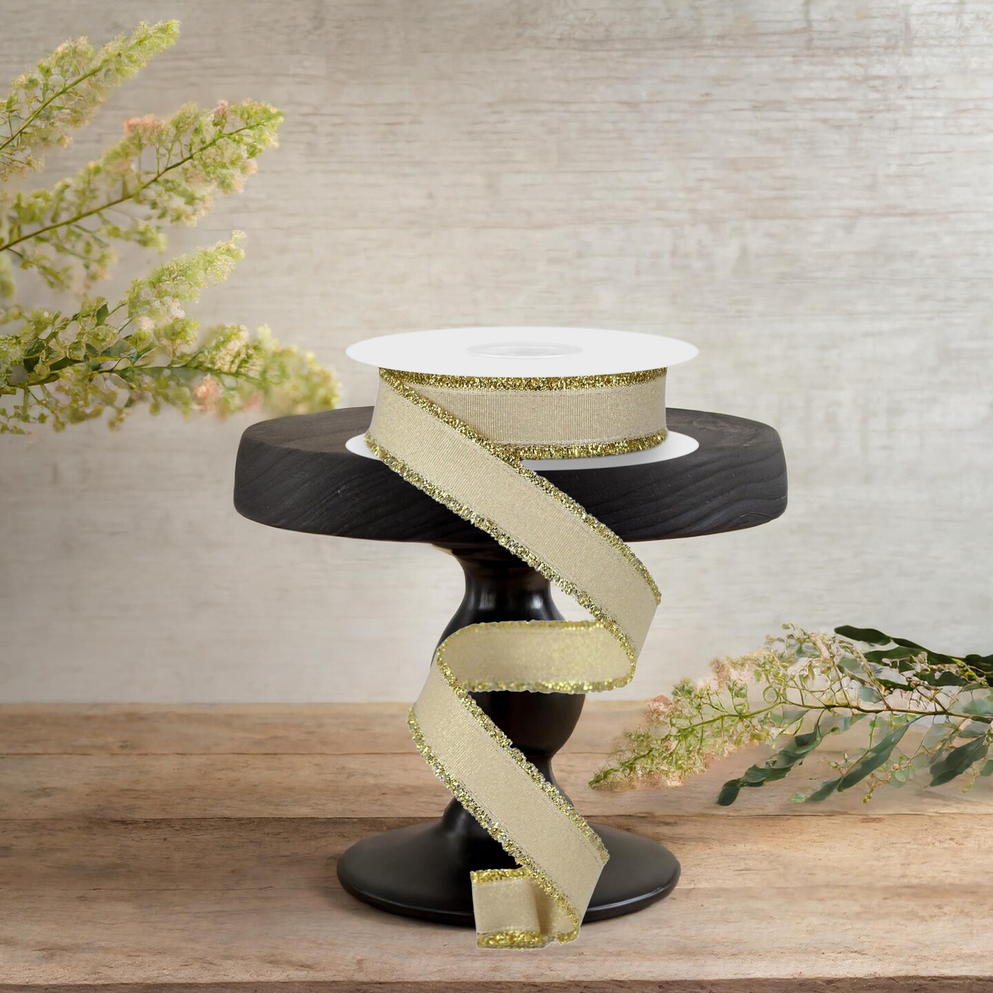 7/8&#x22; Fuzzy Edge Ribbon: Gold (10 Yards)