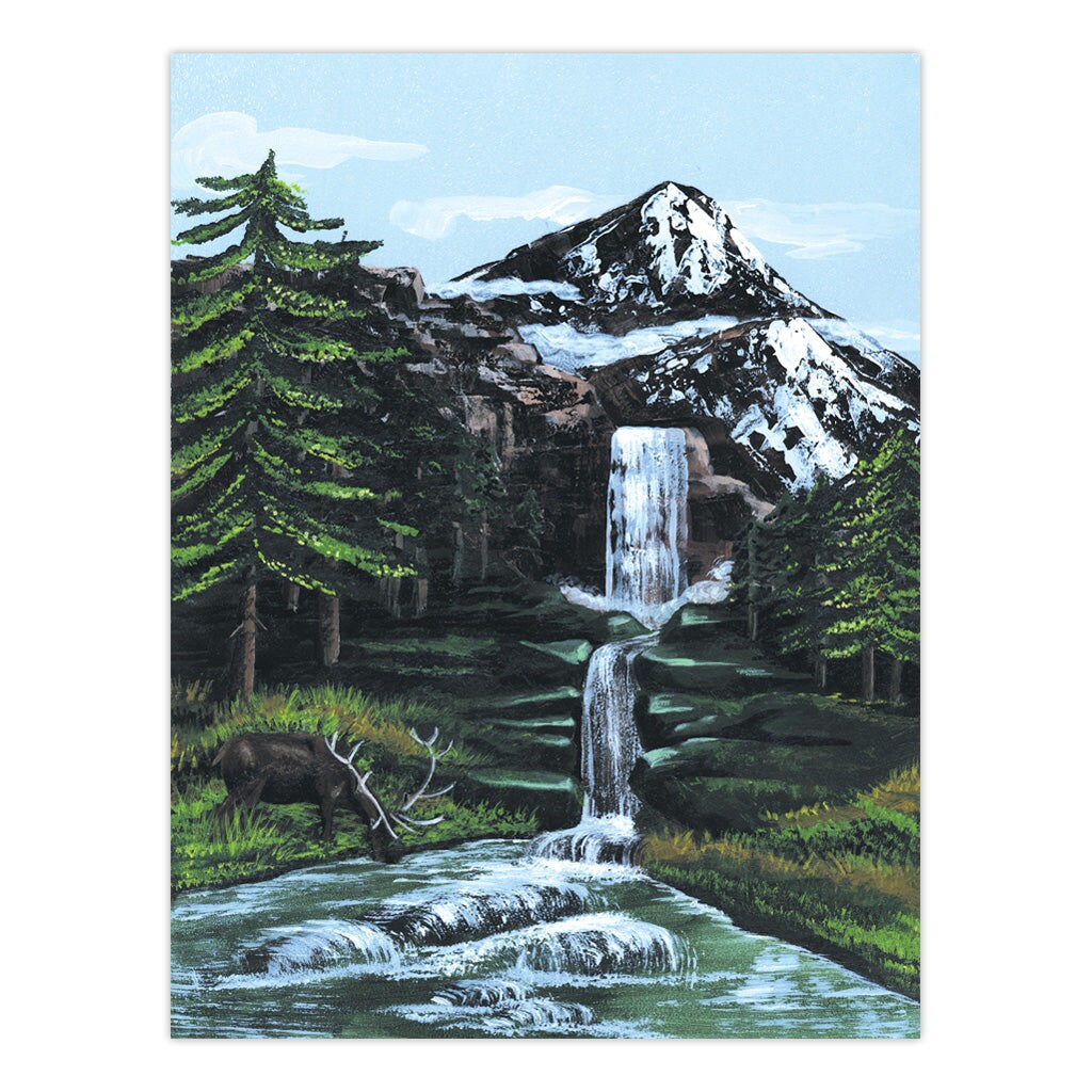 PCS1 | Painting by numbers&#x2122; 10pc 9&#x22; x 12&#x22; Mountain Waterfall Canvas Painting Project