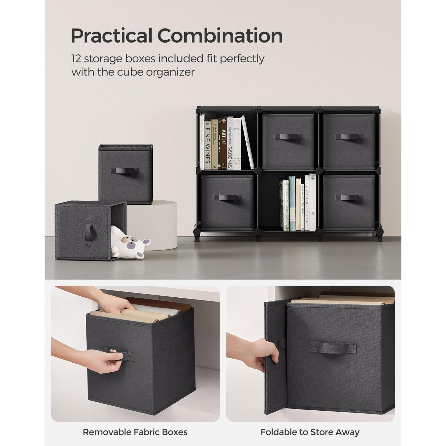 Customizable Interlocking Storage Rack with Metal Frame, Expandable Modular Design for Home Organization, Closet, Room, and Living Space Solutions