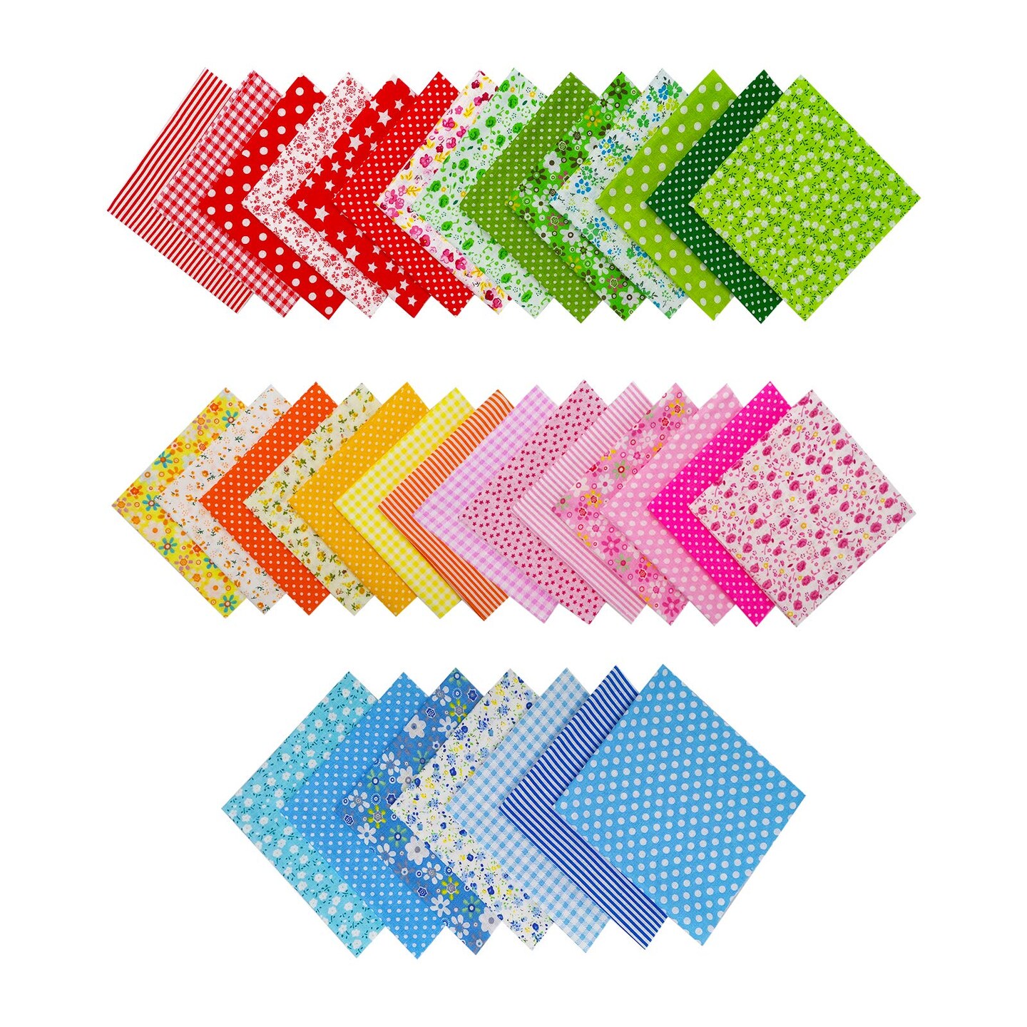 35Pcs Quilting Fabric Squares Sheets, 10"x10" Cotton Craft Fabric Bundle Patchwork Pre-Cut Quilt Squares for DIY Sewing Scrapbooking Quilting Dot Pattern(Bright Color Set)