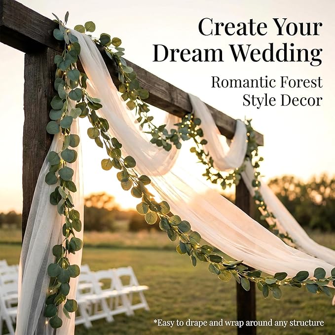 6 Pack 7.1FT Faux Eucalyptus Greenery Garland Hanging Vines for Bedroom Wall Decor Wedding Party Table Decoration Silk Artificial Leaves Plants Backdrop Indoor Outdoor