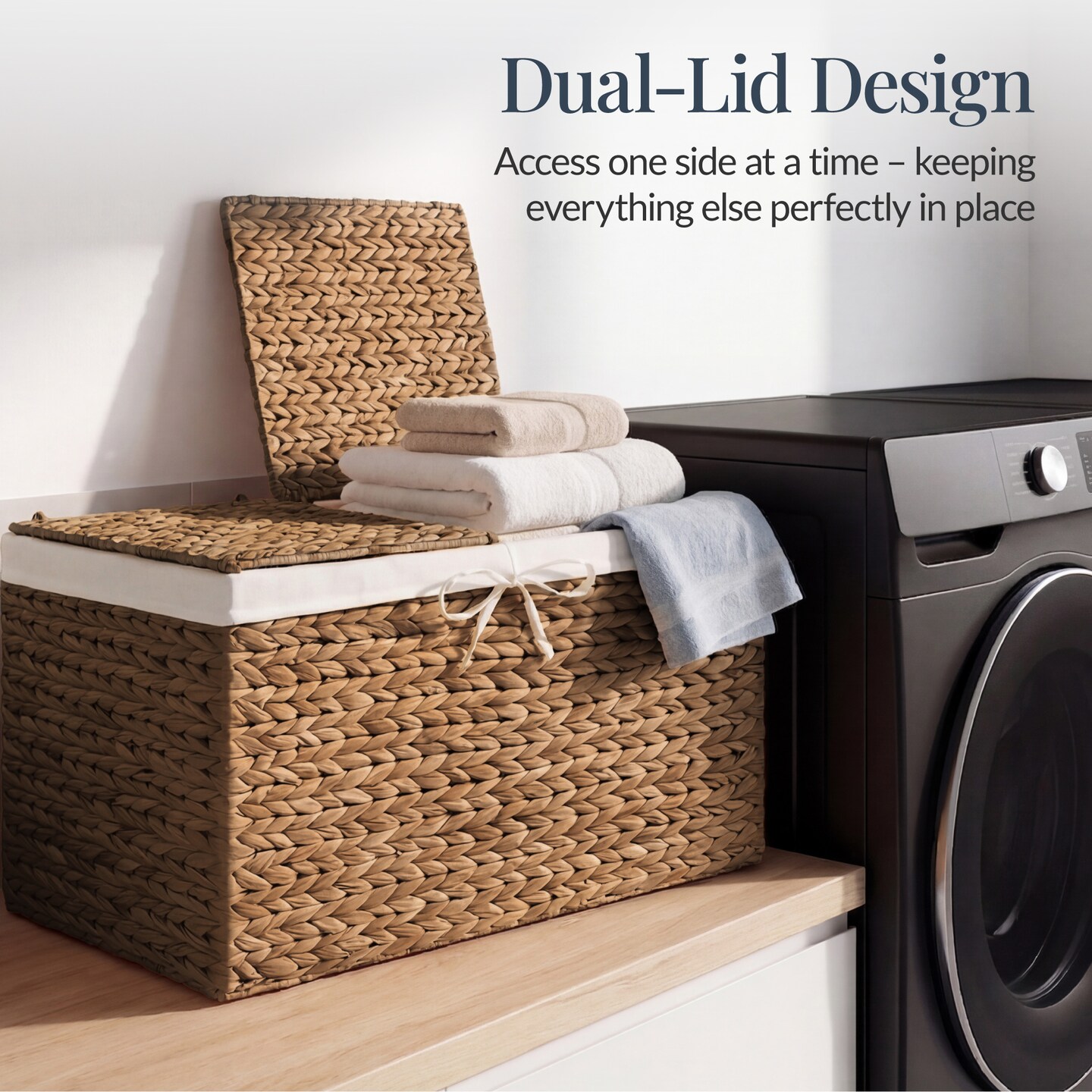 Best Choice Products Large Storage Basket w/ Separate Lid, Washable Sectioned Liner Bag