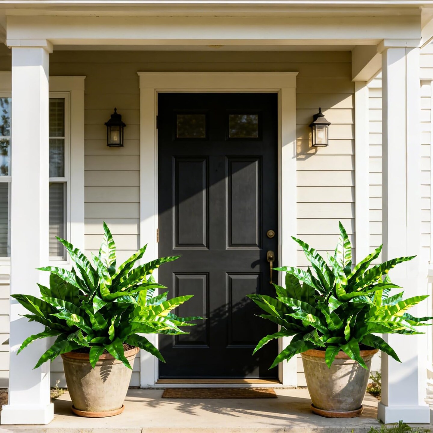 4pcs Artificial Ferns UV Resistant Faux Outdoor Plants 3D Real Touch Indoor Outdoor Decor