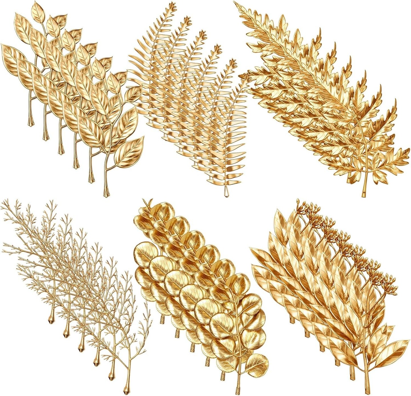 36 Pcs Artificial Gold Leaves Stems Mini Faux Foliage for Wedding Centerpieces Vase and Home Decor