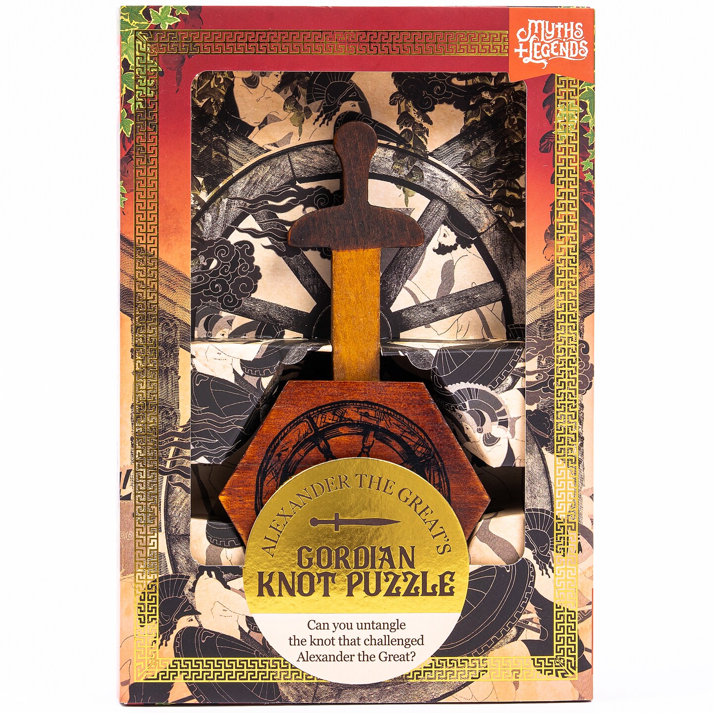 Professor Puzzle: Alexander the Great's Gordian Knot Puzzle - 3D Wooden Brainteaser, Coordination & Untangling Challenge, Myths & Legends Collection