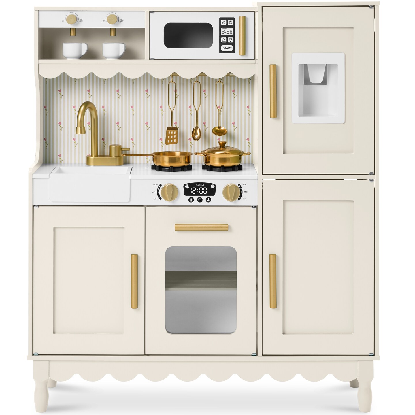 Best Choice Products Wooden Cottage Kids Pretend Play Kitchen with 11 Accessories, Espresso Machine