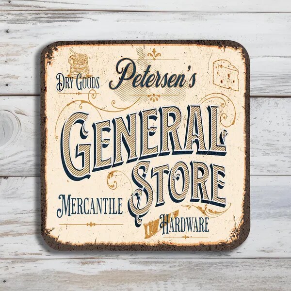 Personalized Old French Café Sign. Vintage-style rusted French