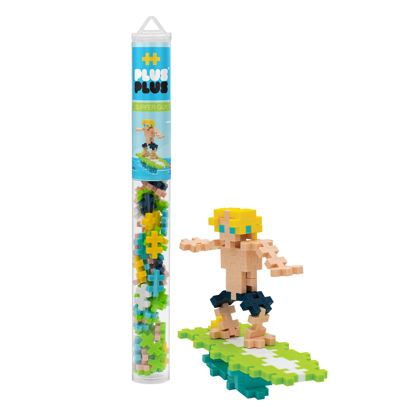 Plus-Plus - Mini Building Toy In Tube - 70 pc Surfer Guy, Ages 5+