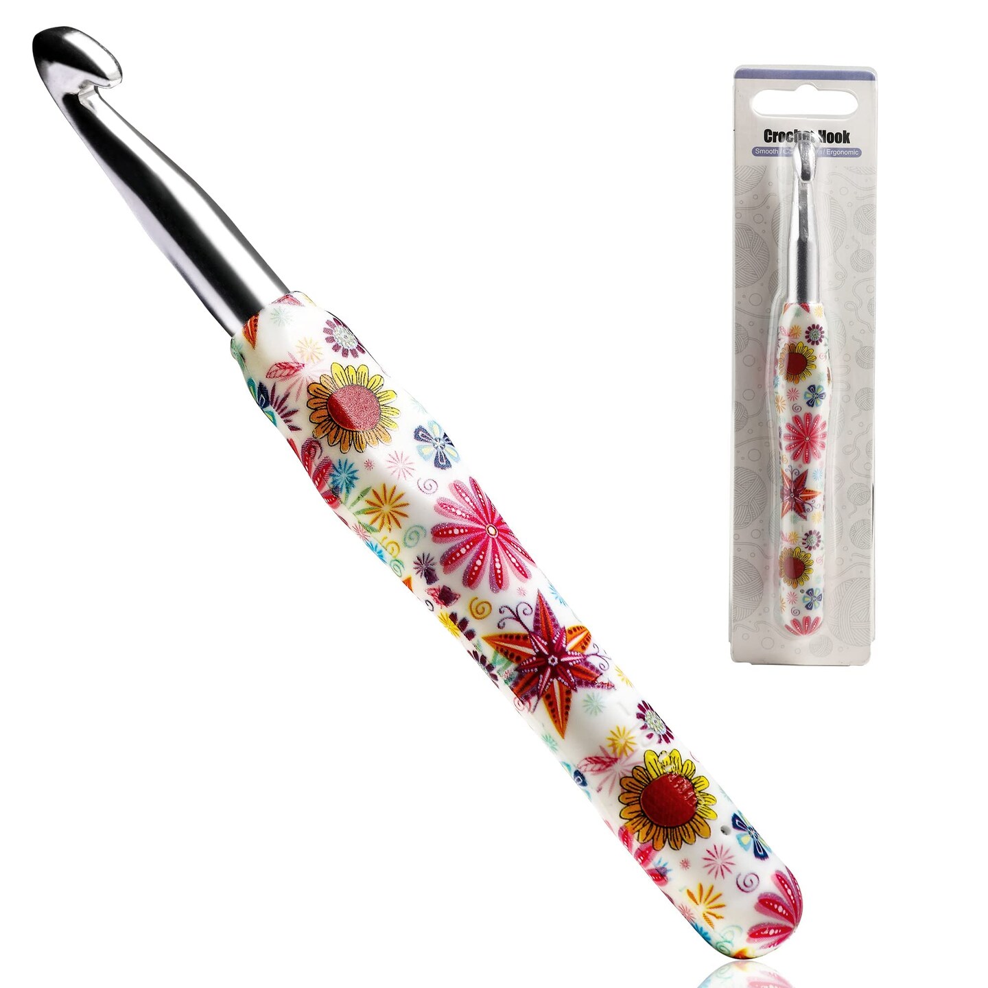 10mm Crochet Hook, Ergonomic Handle for Arthritic Hands, Soft Rubber Grip Extra Long  Knitting Needles for Beginners and Knitting Crocheting Yarn (10mm)