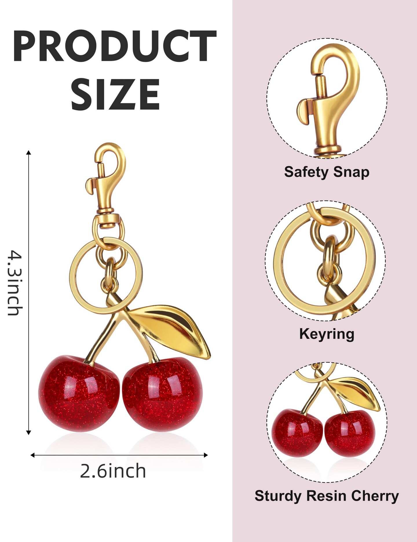 Cherry Bag Charm Cute Cherry Accessories Sparkling Purse Keychian Charms for Women