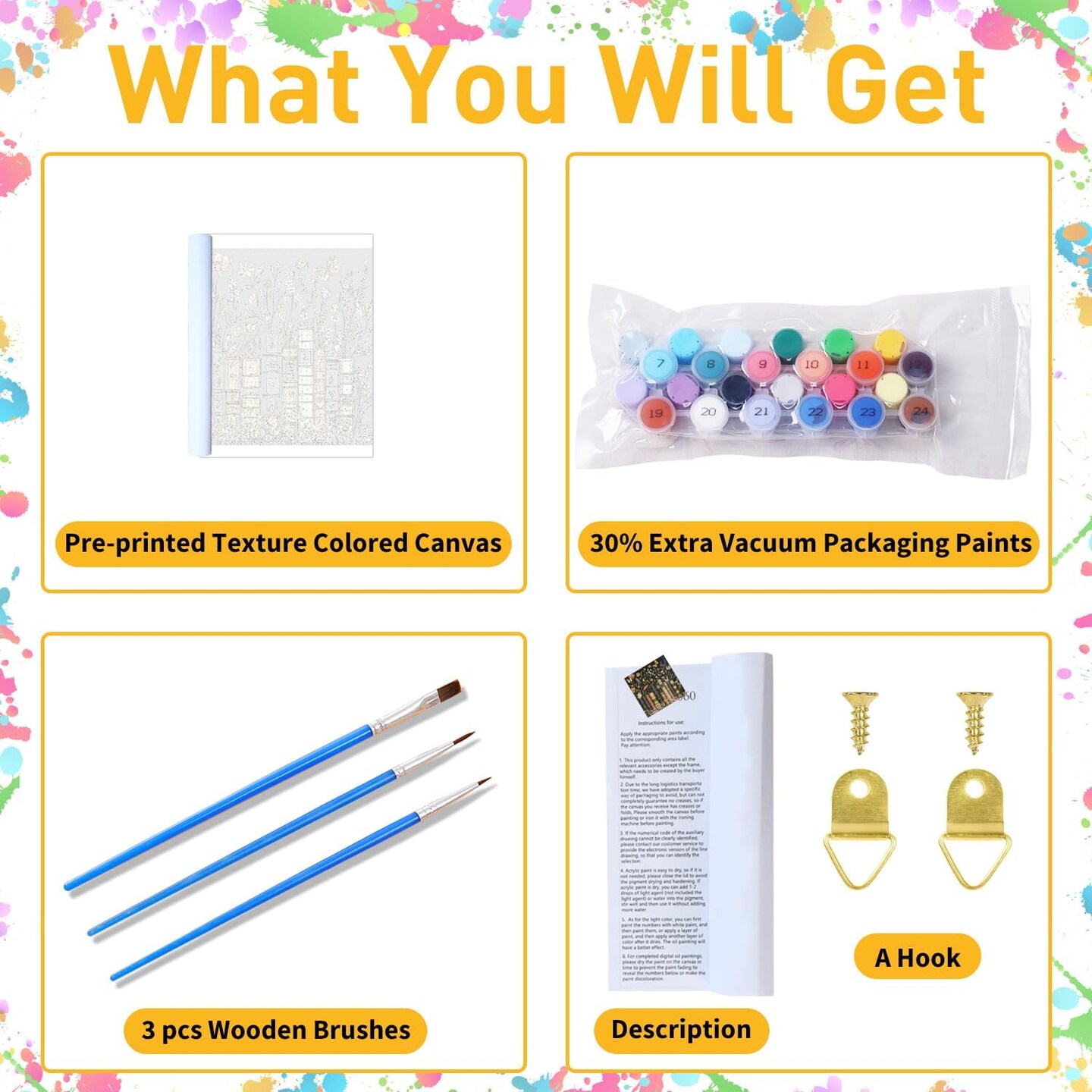 Paint By Number DIY Book Acrylic Painting Kit for Adults & Beginners – Book Theme Canvas Art Set for Home Wall Decor, 16x16 Inch (Unframed)